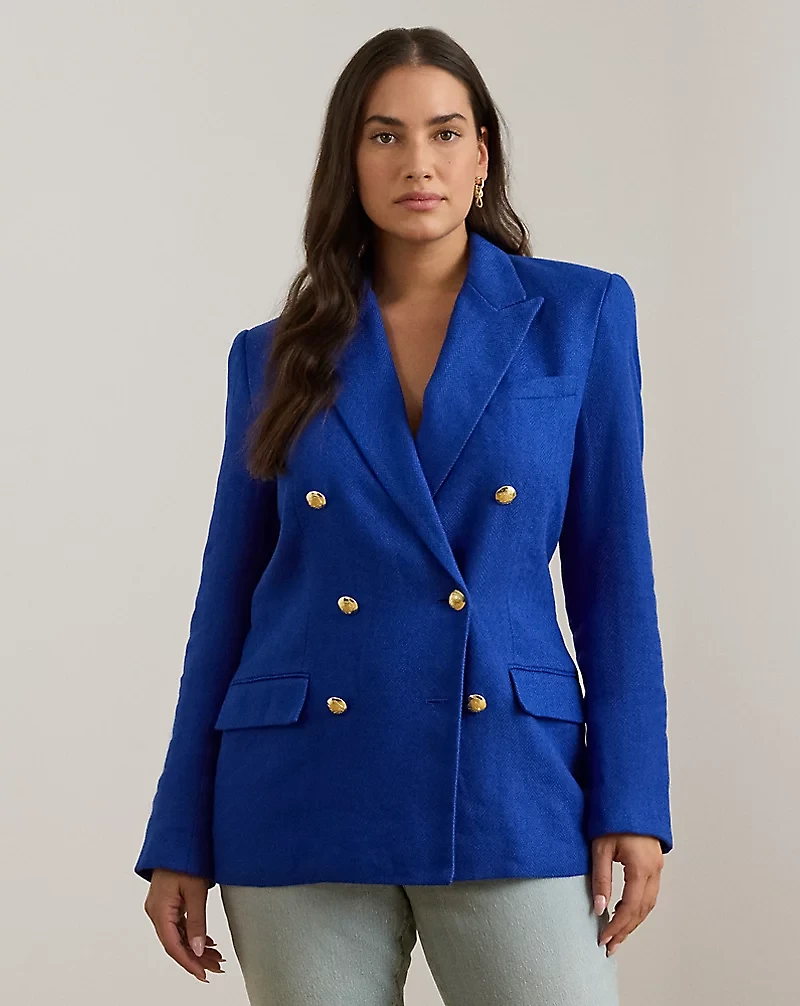 Double-Breasted Linen-Cotton Blazer