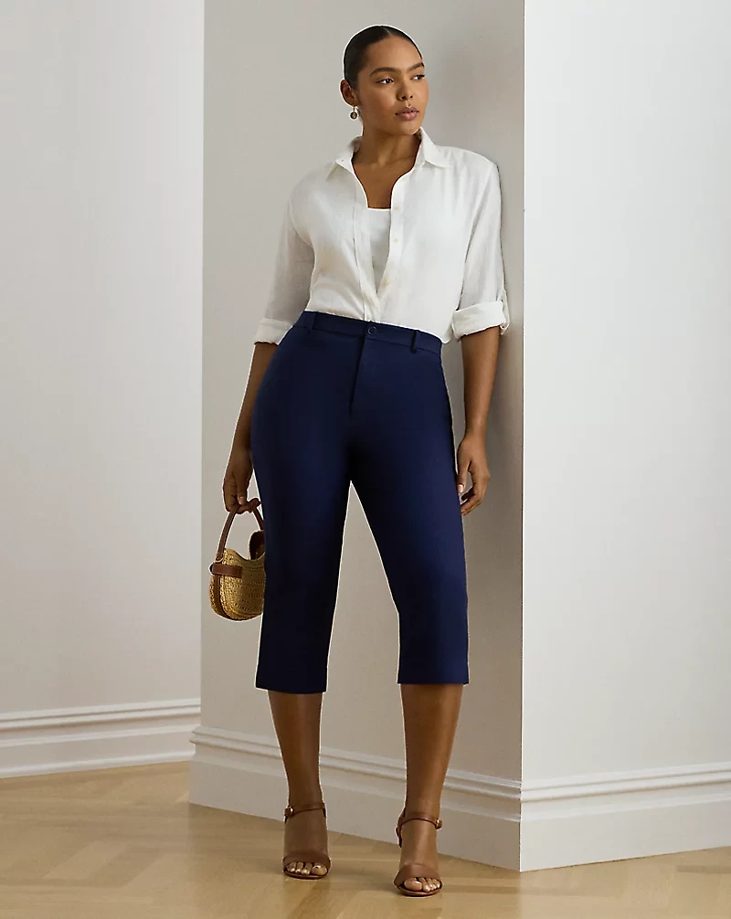 Double-Faced Stretch Cotton Capri Pant