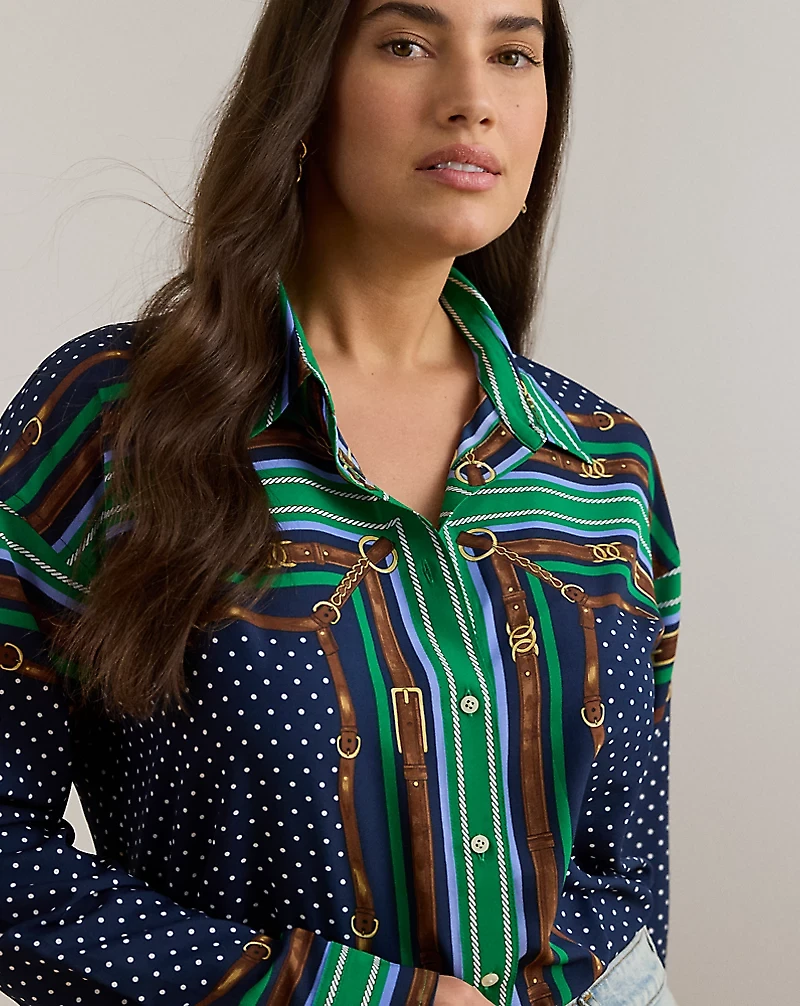 Relaxed Fit Belting & Polka-Dot Shirt