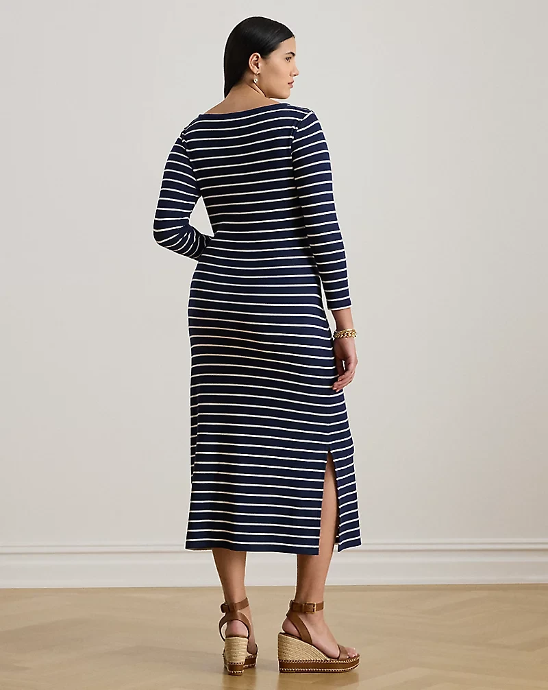 Striped Tie-Front Cotton-Blend Dress