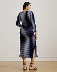 Striped Tie-Front Cotton-Blend Dress