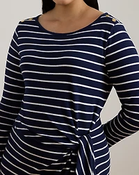 Striped Tie-Front Cotton-Blend Dress