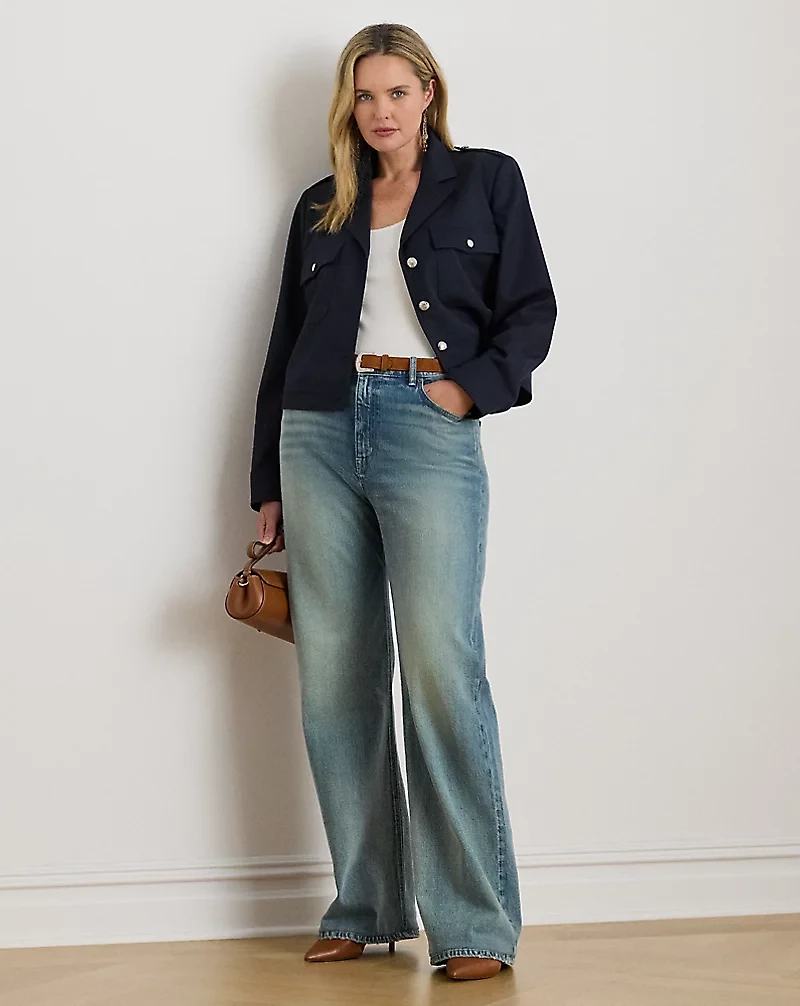 Cropped Wool-Blend Twill Jacket