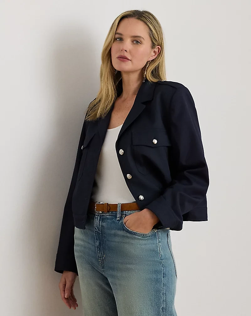Cropped Wool-Blend Twill Jacket