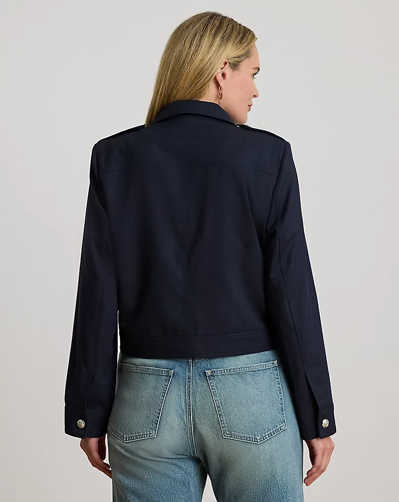 Cropped Wool-Blend Twill Jacket