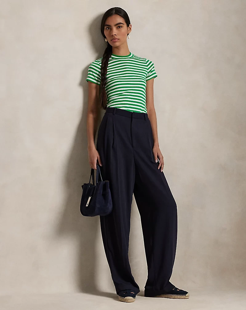 Striped Ribbed Cotton Crewneck Tee