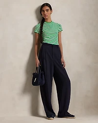 Striped Ribbed Cotton Crewneck Tee