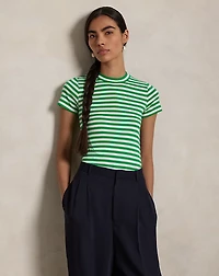 Striped Ribbed Cotton Crewneck Tee