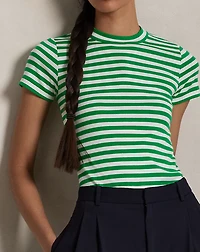 Striped Ribbed Cotton Crewneck Tee