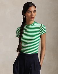 Striped Ribbed Cotton Crewneck Tee