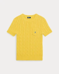 Cable-Knit Cotton Short-Sleeve Sweater