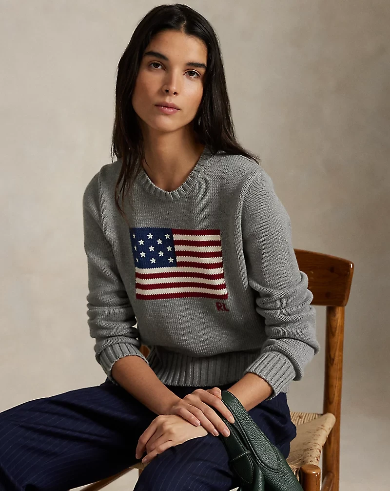 Flag Cotton Crewneck Sweater