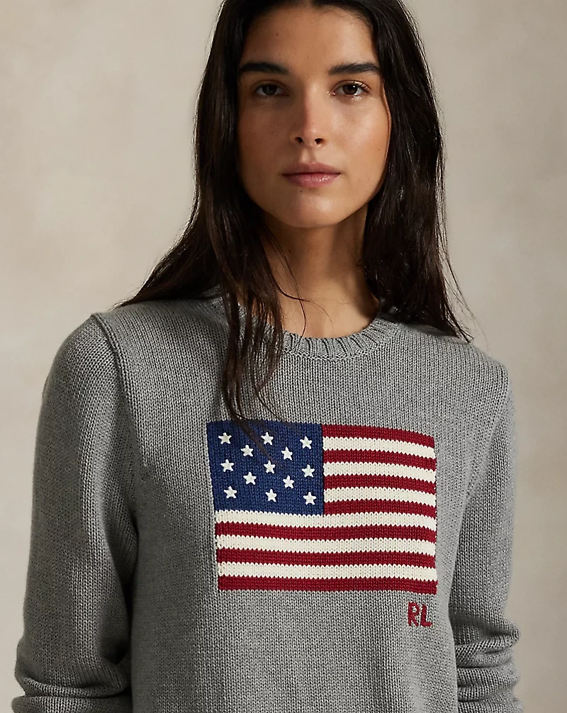 Flag Cotton Crewneck Sweater
