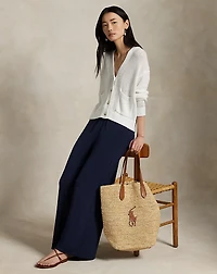 Linen-Blend V-Neck Cardigan