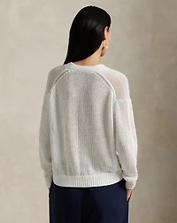 Linen-Blend V-Neck Cardigan