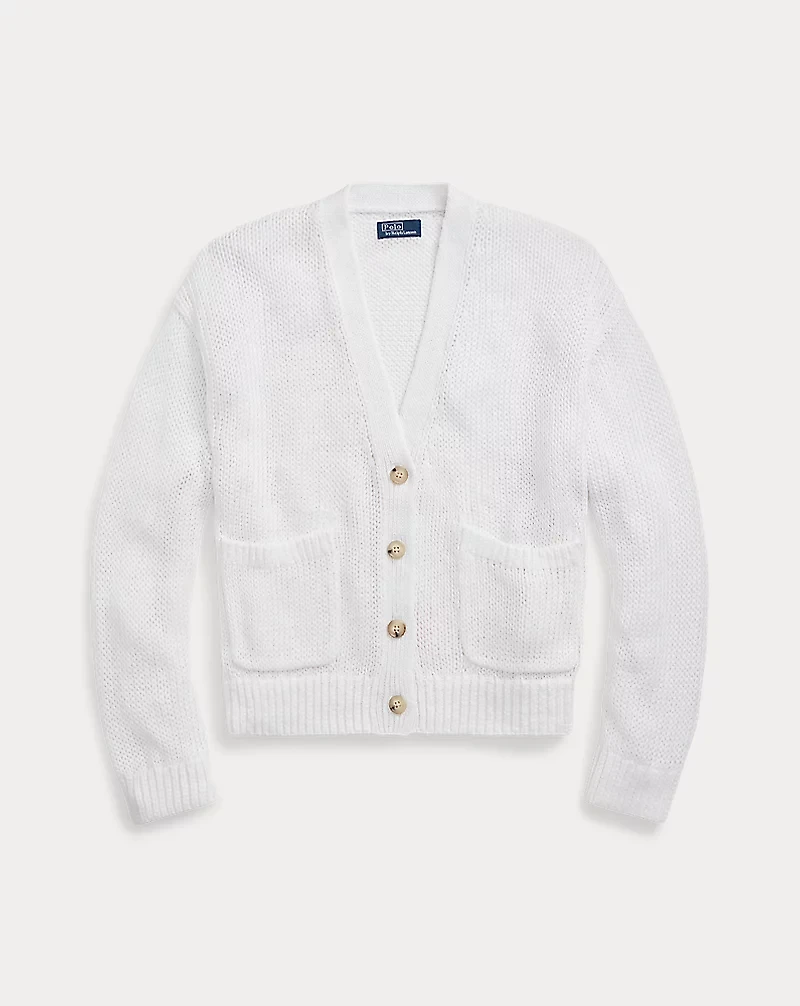 Linen-Blend V-Neck Cardigan