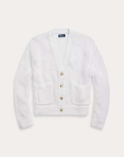 Linen-Blend V-Neck Cardigan