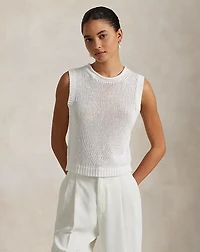 Linen-Cotton Sleeveless Sweater Tank