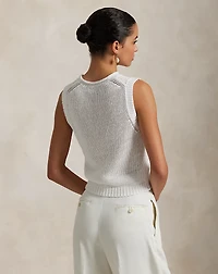 Linen-Cotton Sleeveless Sweater Tank
