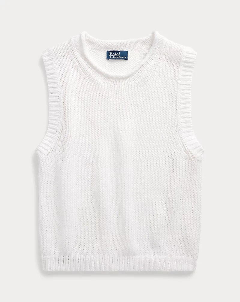 Linen-Cotton Sleeveless Sweater Tank