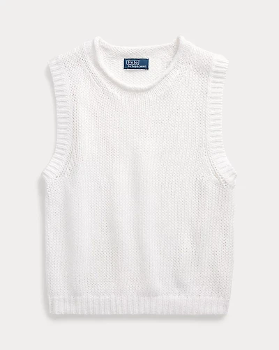 Linen-Cotton Sleeveless Sweater Tank