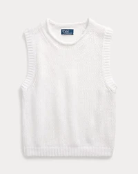 Linen-Cotton Sleeveless Sweater Tank