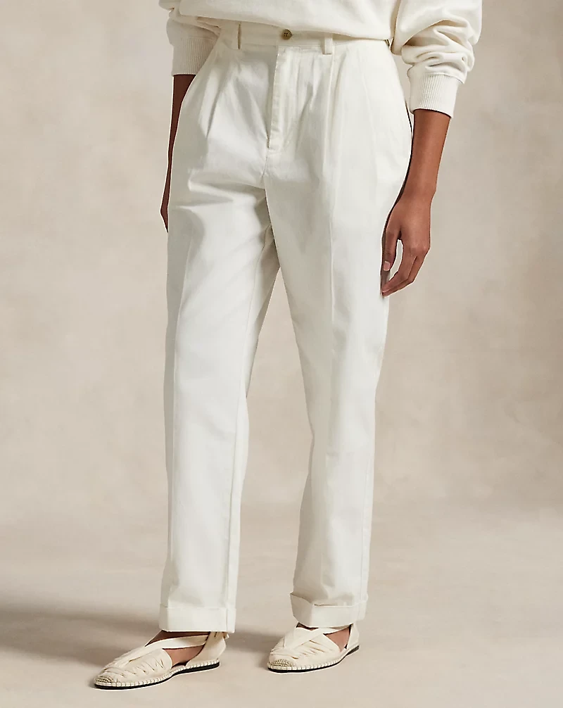 Cotton Twill Straight-Leg Pant
