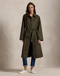 Water-Resistant Twill Long Car Coat