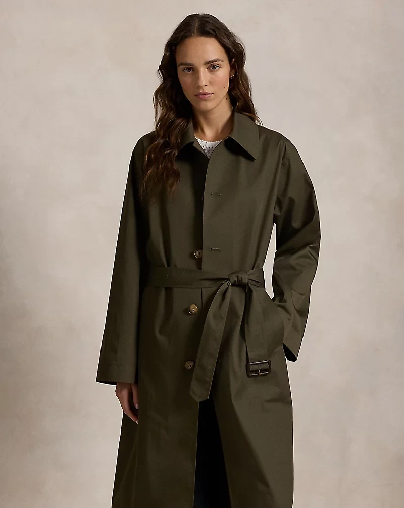 Water-Resistant Twill Long Car Coat