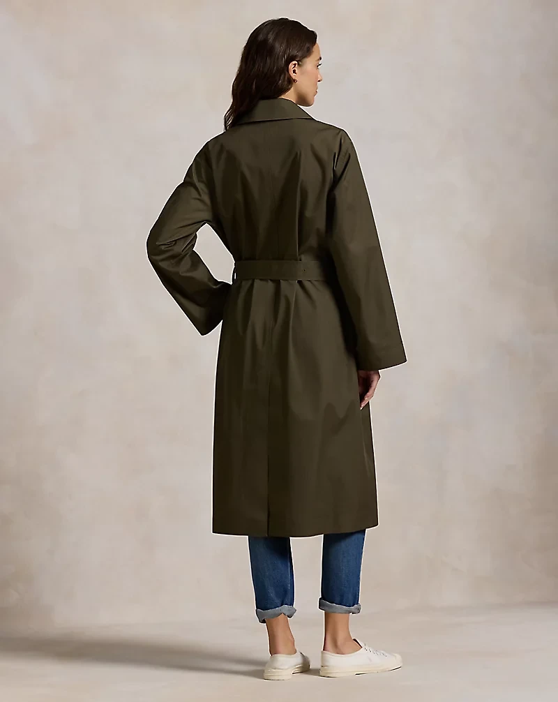 Water-Resistant Twill Long Car Coat