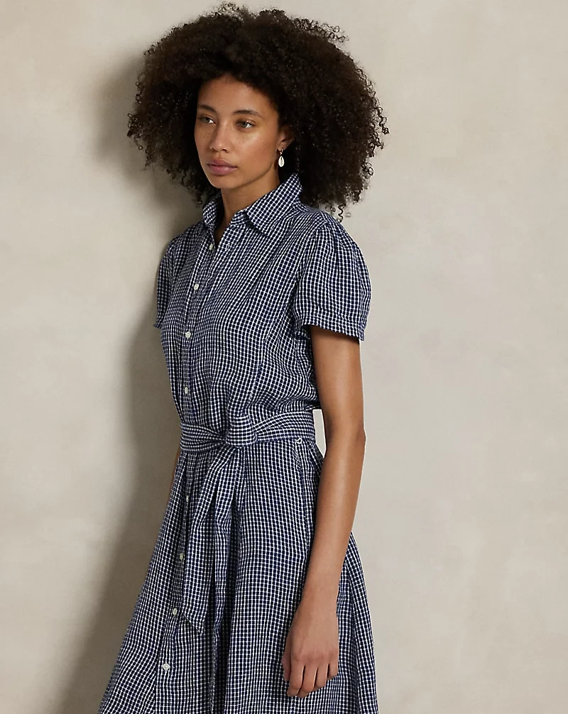 Belted Striped Linen Shirtdress
