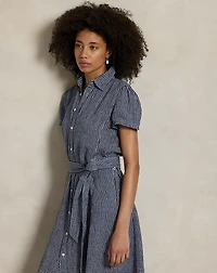 Belted Striped Linen Shirtdress