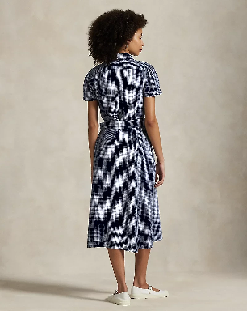 Belted Striped Linen Shirtdress