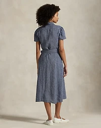 Belted Striped Linen Shirtdress