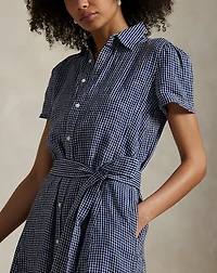 Belted Striped Linen Shirtdress