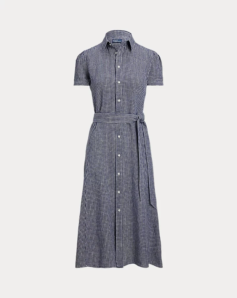 Belted Striped Linen Shirtdress