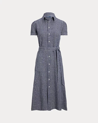 Belted Striped Linen Shirtdress