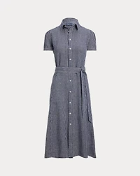 Belted Striped Linen Shirtdress