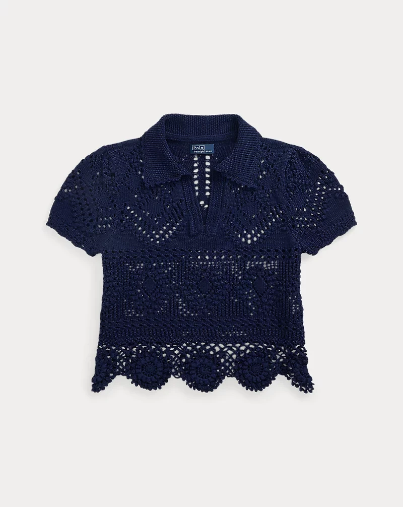 Pointelle Cotton Polo Shirt