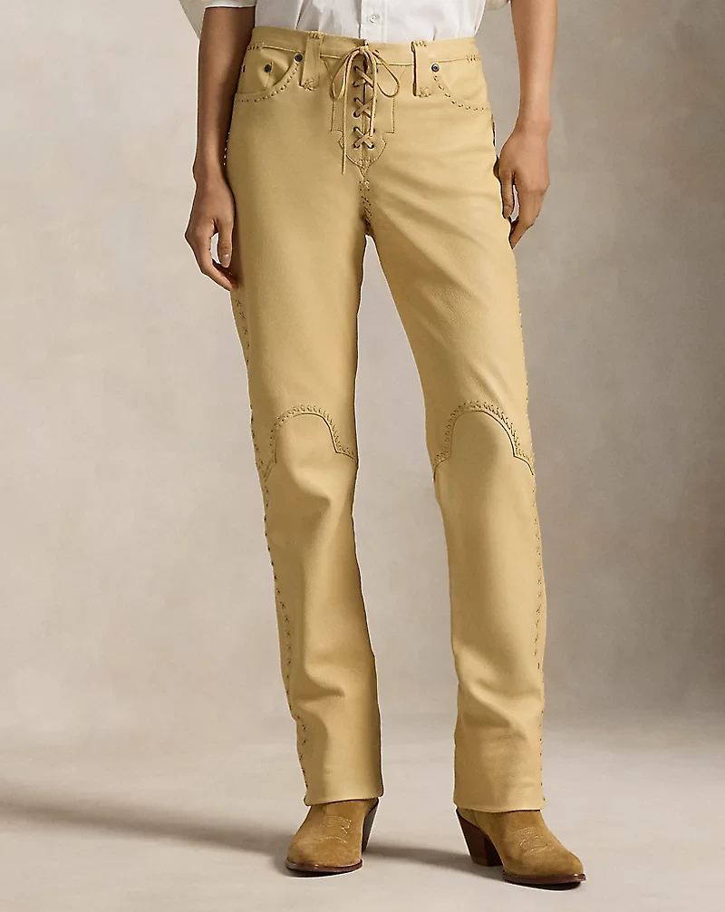 Leather Lace-Up Flare Pant