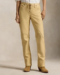Leather Lace-Up Flare Pant