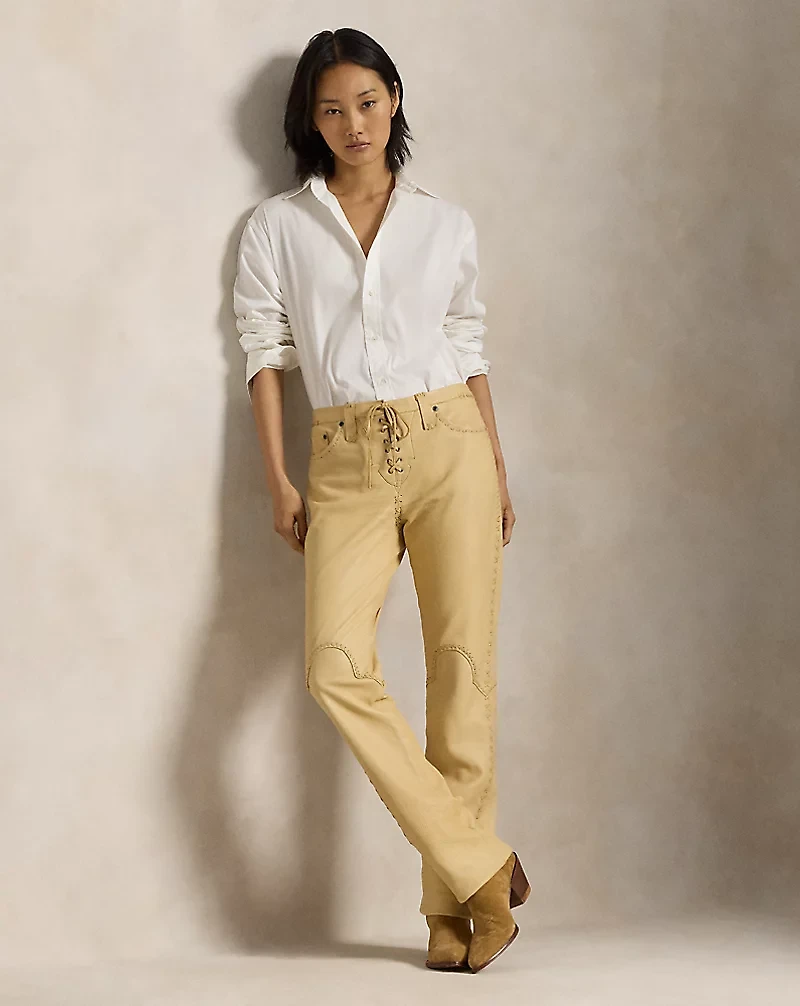 Leather Lace-Up Flare Pant