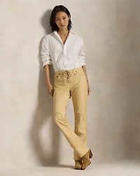 Leather Lace-Up Flare Pant