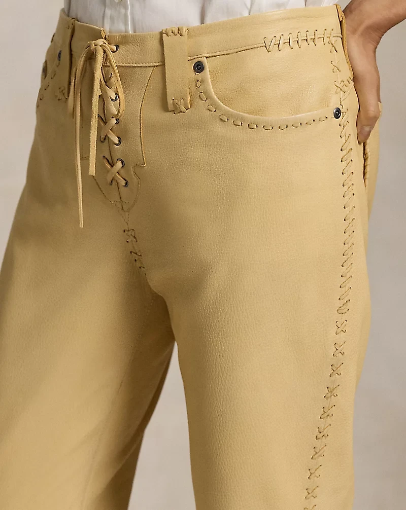 Leather Lace-Up Flare Pant