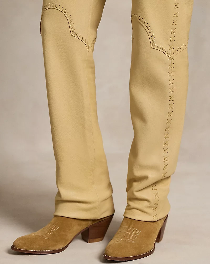 Leather Lace-Up Flare Pant