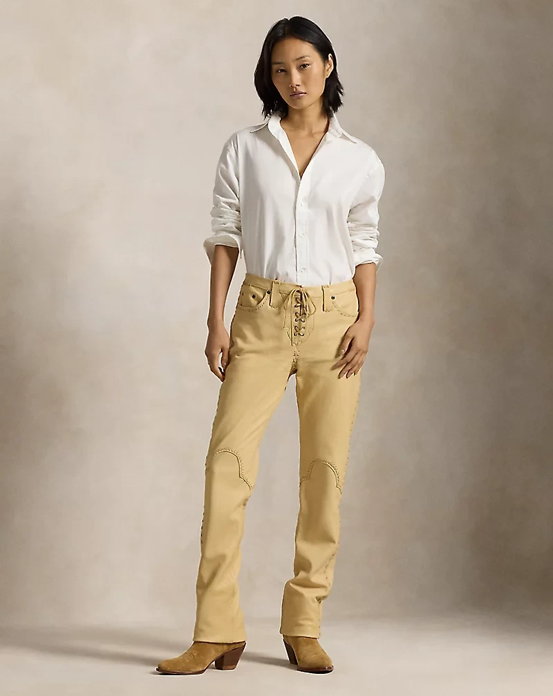 Leather Lace-Up Flare Pant