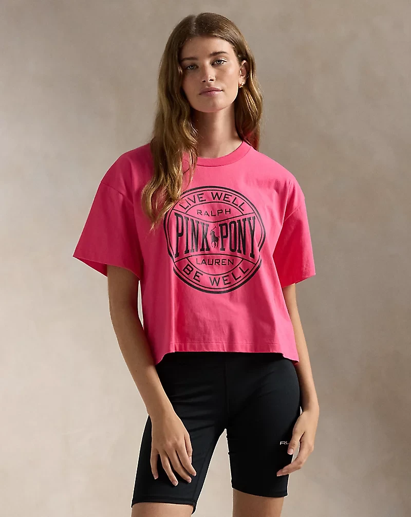 Pink Pony Cotton Jersey Cropped Tee