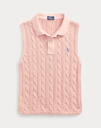 Cable-Knit Cropped Polo Shirt