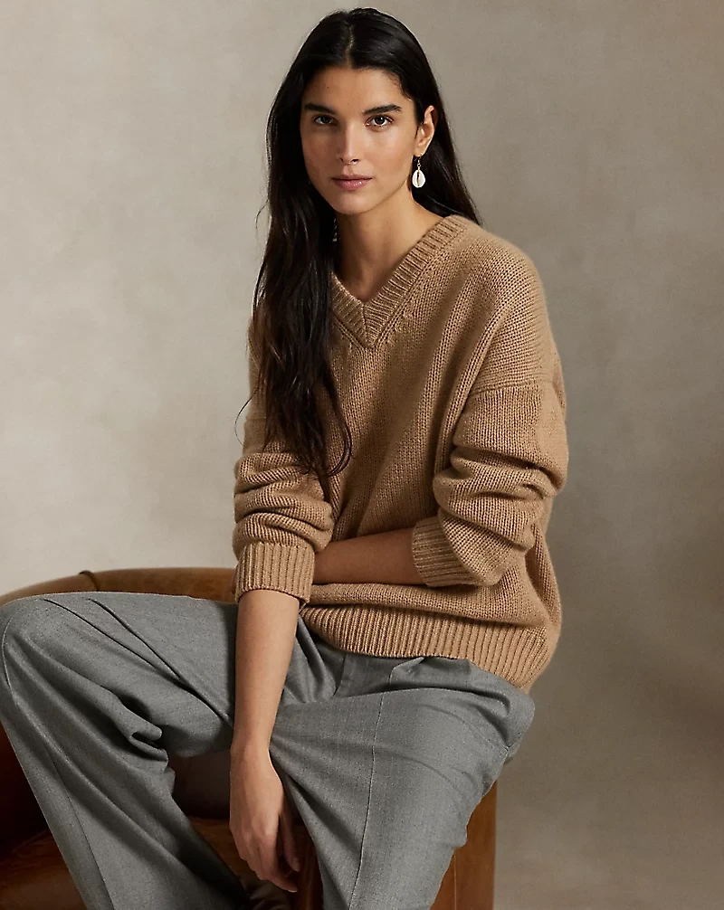 Cashmere High V-Neck Sweater