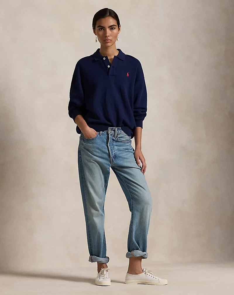 Polo-Collar Fleece Pullover